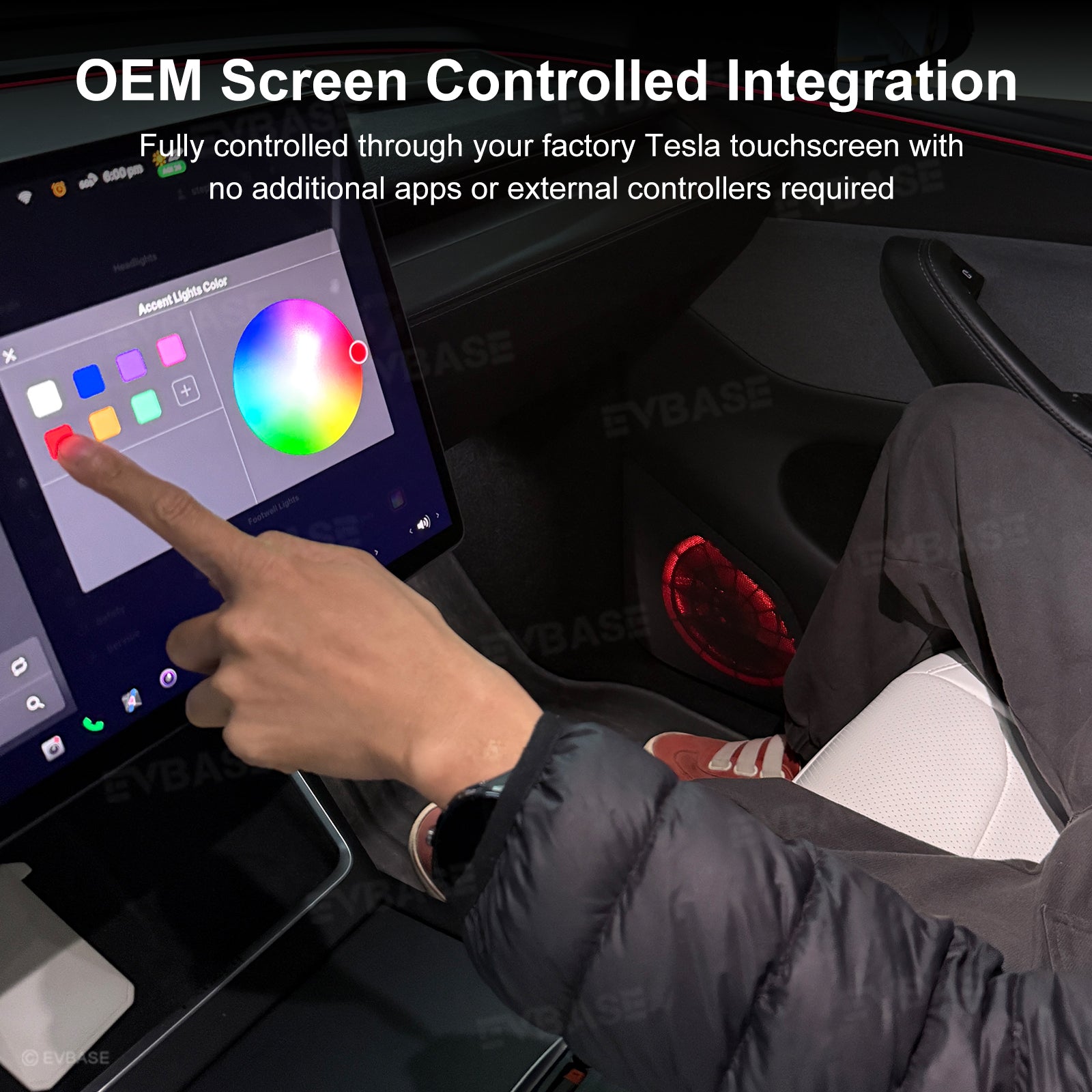 Model 3 Highland Interior Ambient Lighting Kit RGB LED Light Strips Neon Lights with Factory Screen Control