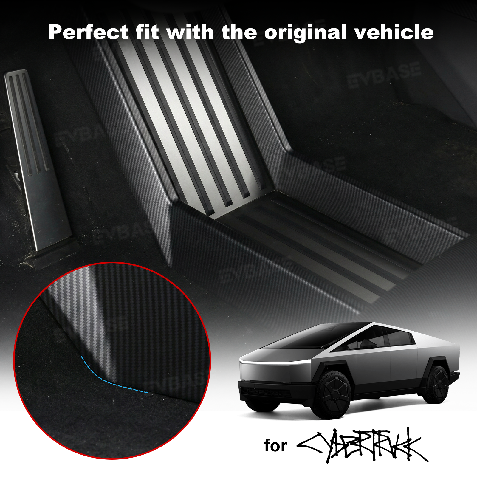 Cybertruck Lower Center Console Side Trim Covers ABS Carbon Fiber Style Protective Overlay