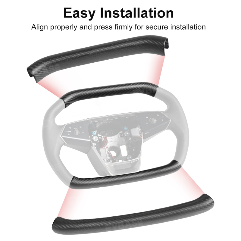Tesla Cybertruck Steering Wheel Covers Real Carbon Fiber Upper Lower Overlays Trims
