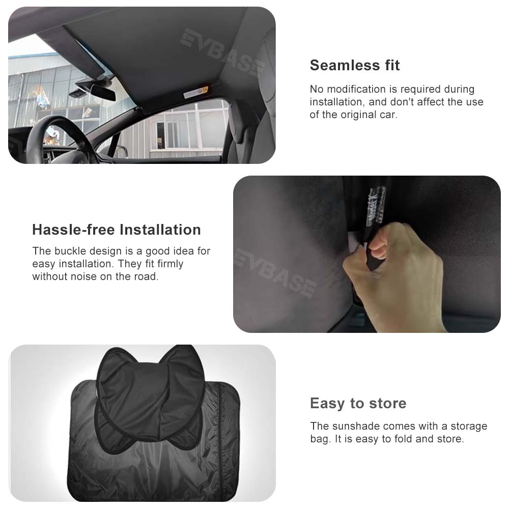 EVBASE Model X Sunshades Insulation Windshield Heatshield Glass Roof Skylight Shades Privacy Sun Visor For Tesla