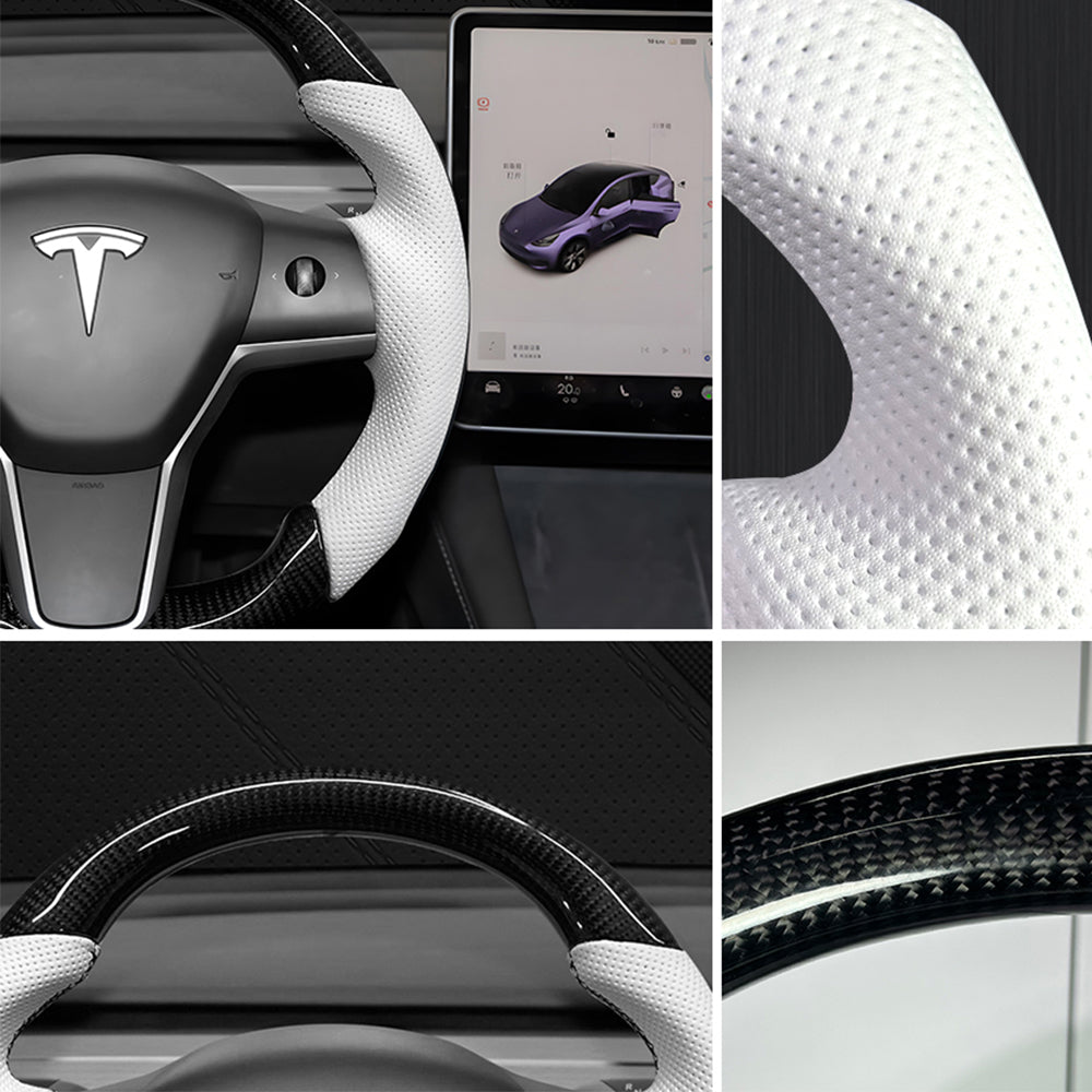 EVBASE Customized Carbon Fiber Steering Wheel for Model 3 Y Tesla Accessories