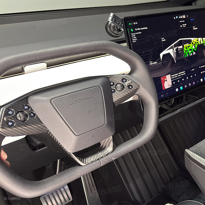 Cybertruck Steering Wheel Trim Real Carbon Fiber Decoration Protective Cover EVBASE