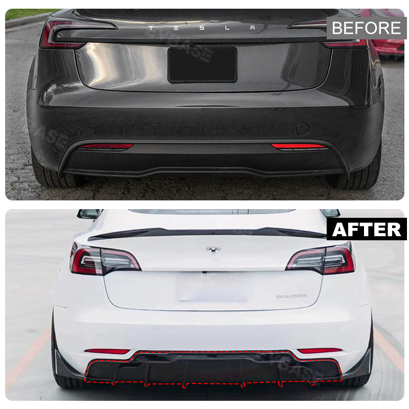 Tesla Model 3 Y Rear Bumper Lip ABS Sport Body Kit Wing Spoiler Diffuser Replacement F Style Model 3 Highland