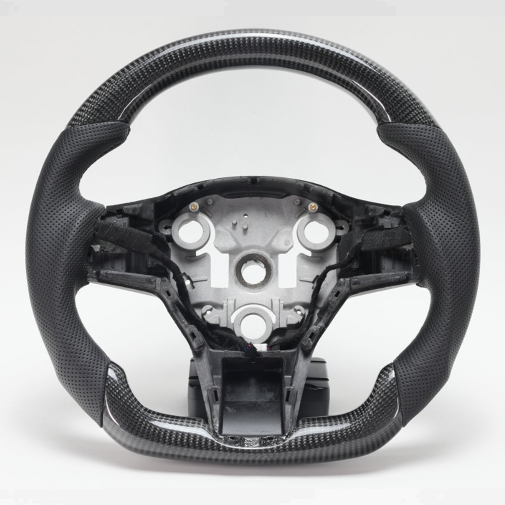 EVBASE Customized Carbon Fiber Steering Wheel for Model 3 Y Tesla Accessories