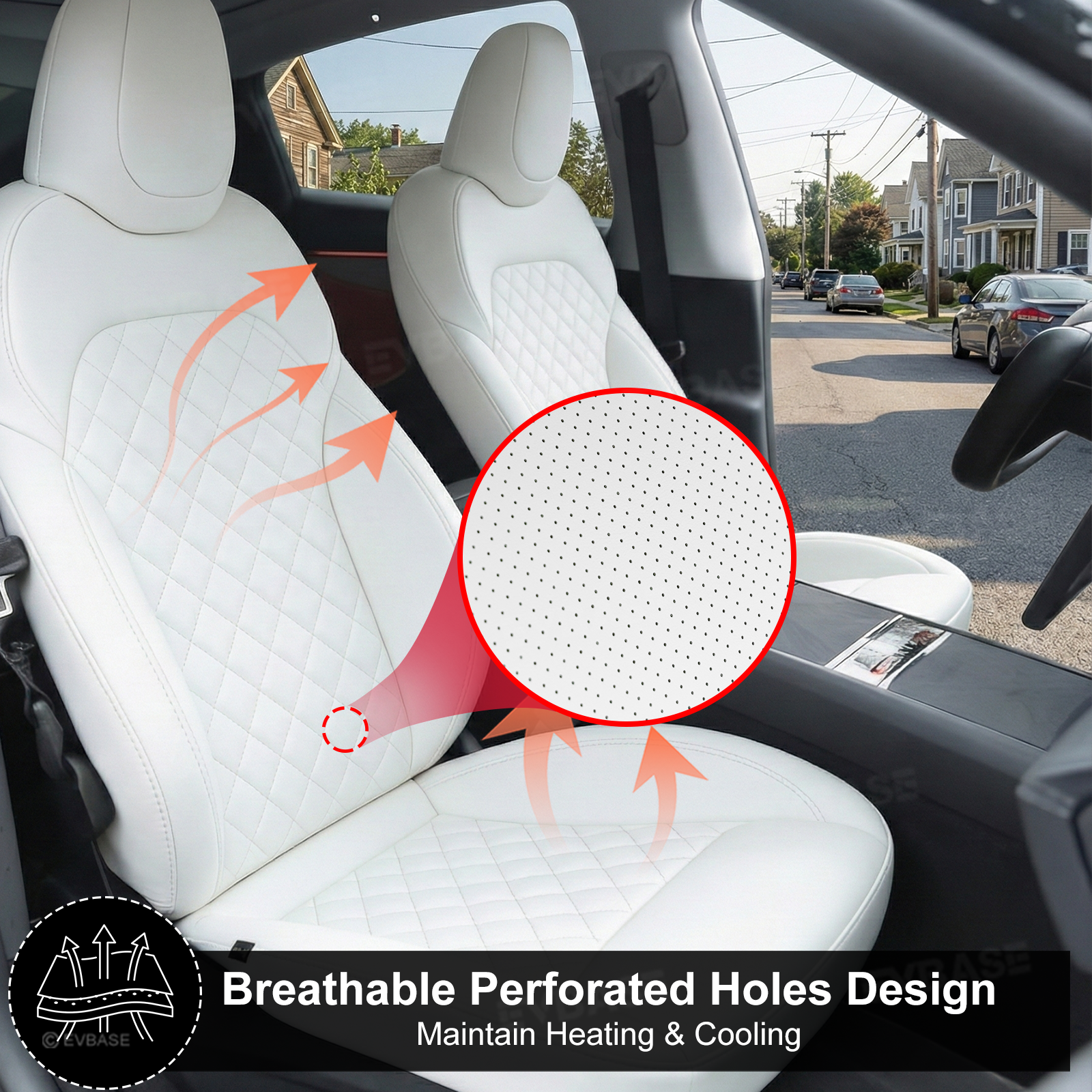 Model Y Juniper Seat Covers NAPPA Leather Full Coverage Seat Protector with Diamond Quilted Design