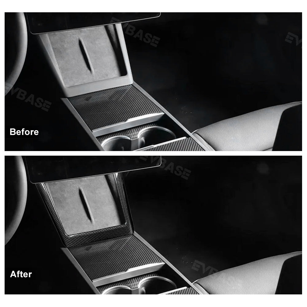 Model 3 Highland Center Console Charging Frame Cover Real Carbon Fiber Decorative Trim Charging Pad Frame Overlay for Tesla