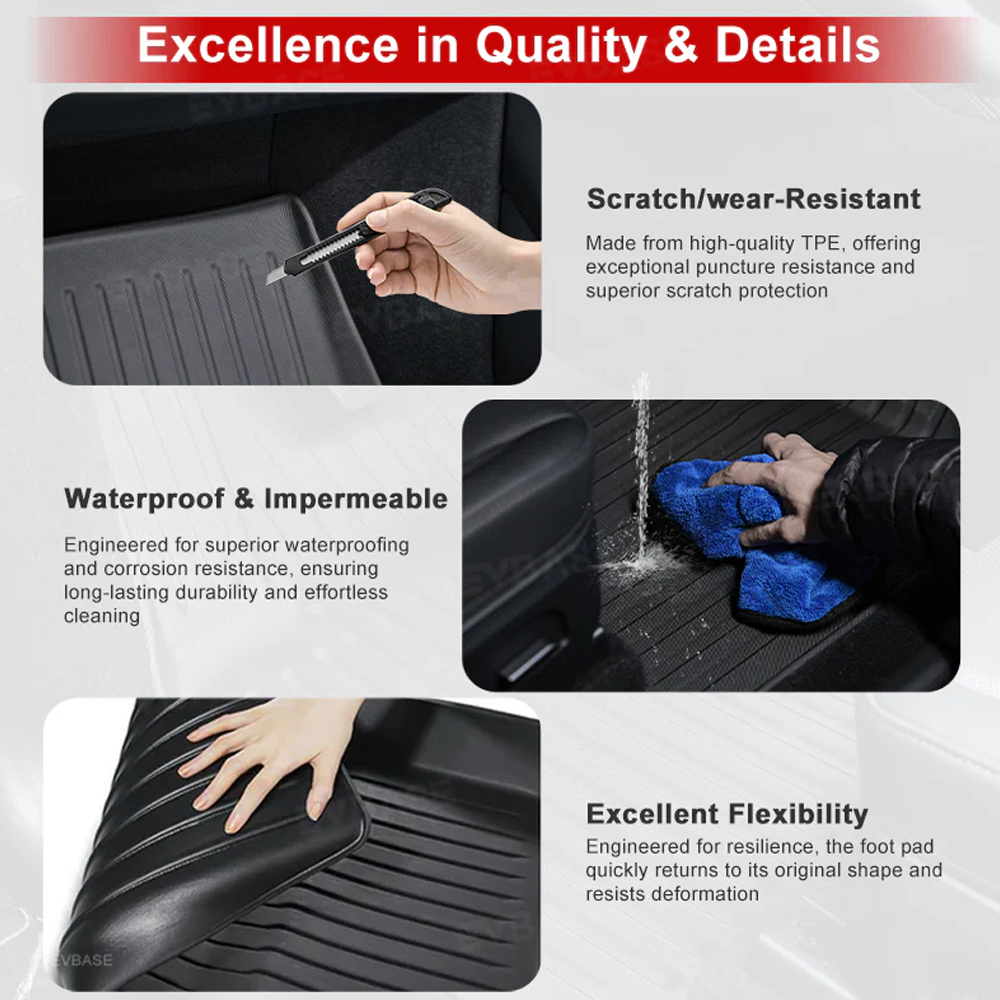 Model Y Juniper Full Coverage Floor Mats with Door Sill Protection TPE Anti-Slip Trunk Mats Cargo Liners Back Seat Covers All Weather Protection