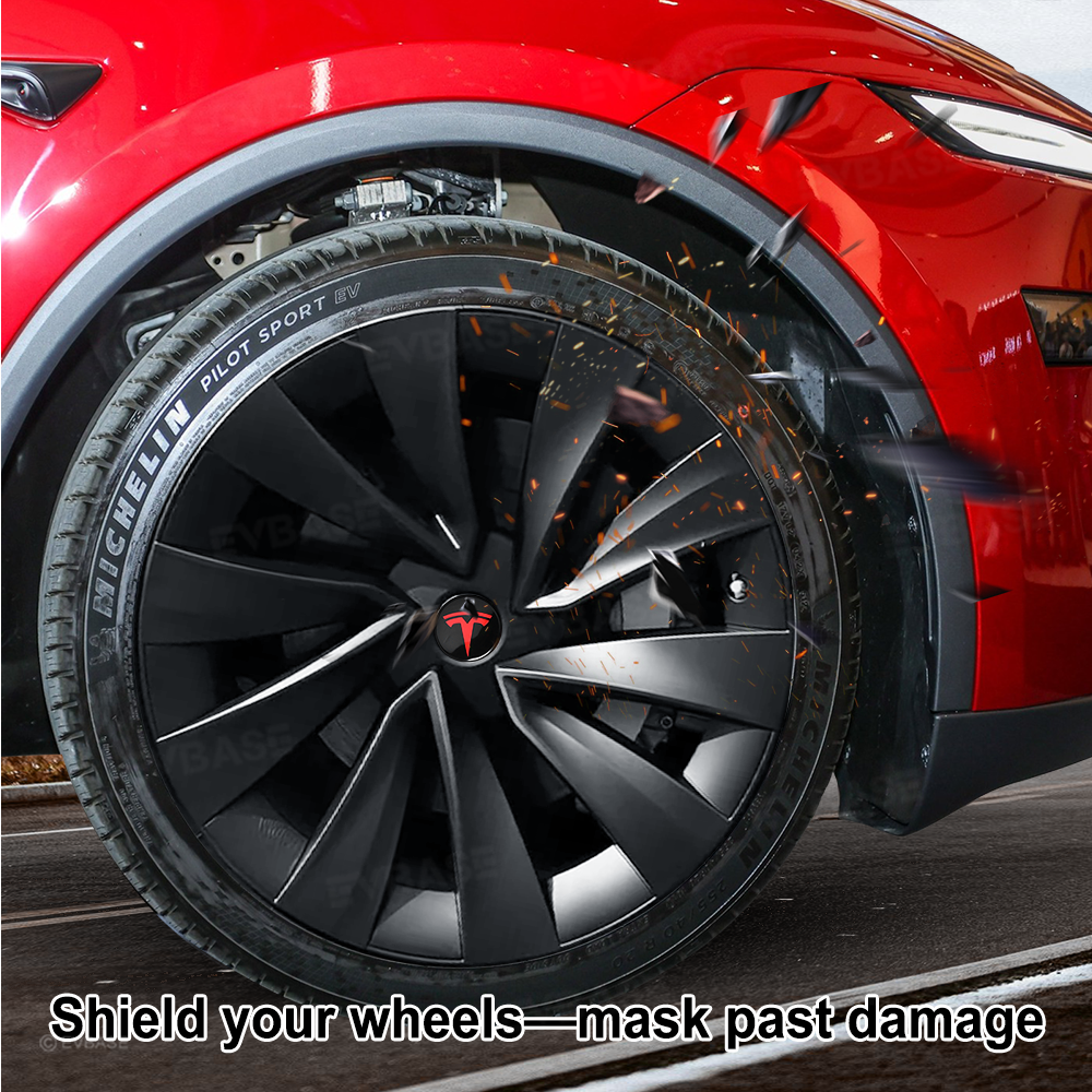 Wheel Covers for Tesla Model Y Juniper 20 Inch Helix 2.0 Wheels Matte Black Wheel Hubcaps
