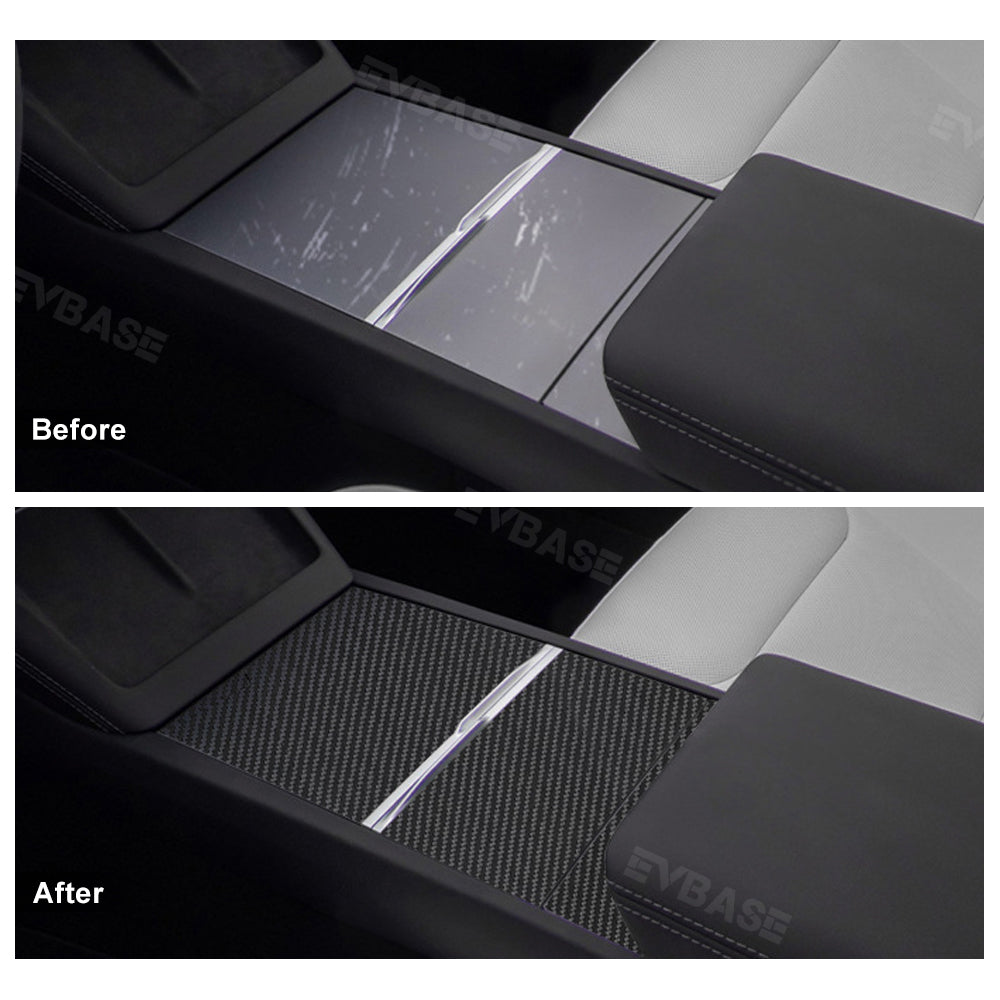 Model 3 Highland Real Carbon Fiber Center Console Sticker Protector for Tesla Interior Accessories EVBASE