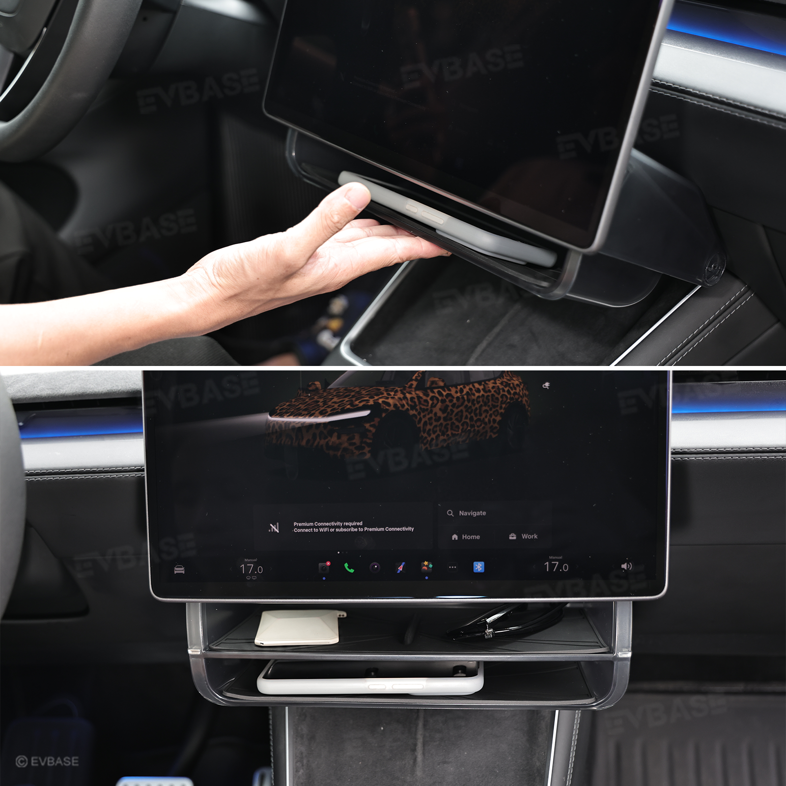 Model Y Juniper/ 3 Highland Under Screen Storage Organizer Dual-Layer Tray with Smart LED Light