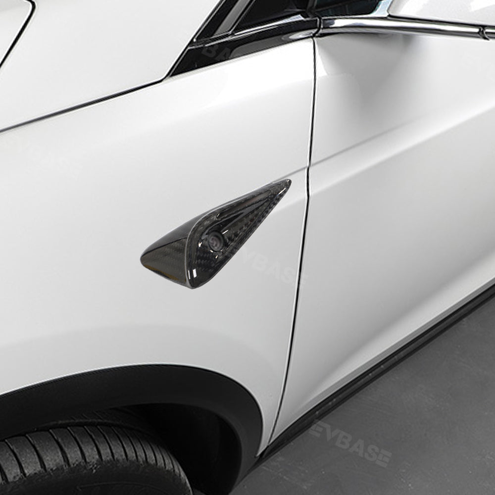 Model X Real Carbon Fiber Side Camera Covers Turn Signal Full-Cover Exterior for Tesla