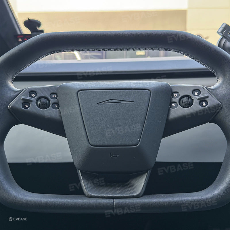 Cybertruck Steering Wheel Trim Real Carbon Fiber Decoration Protective Cover EVBASE