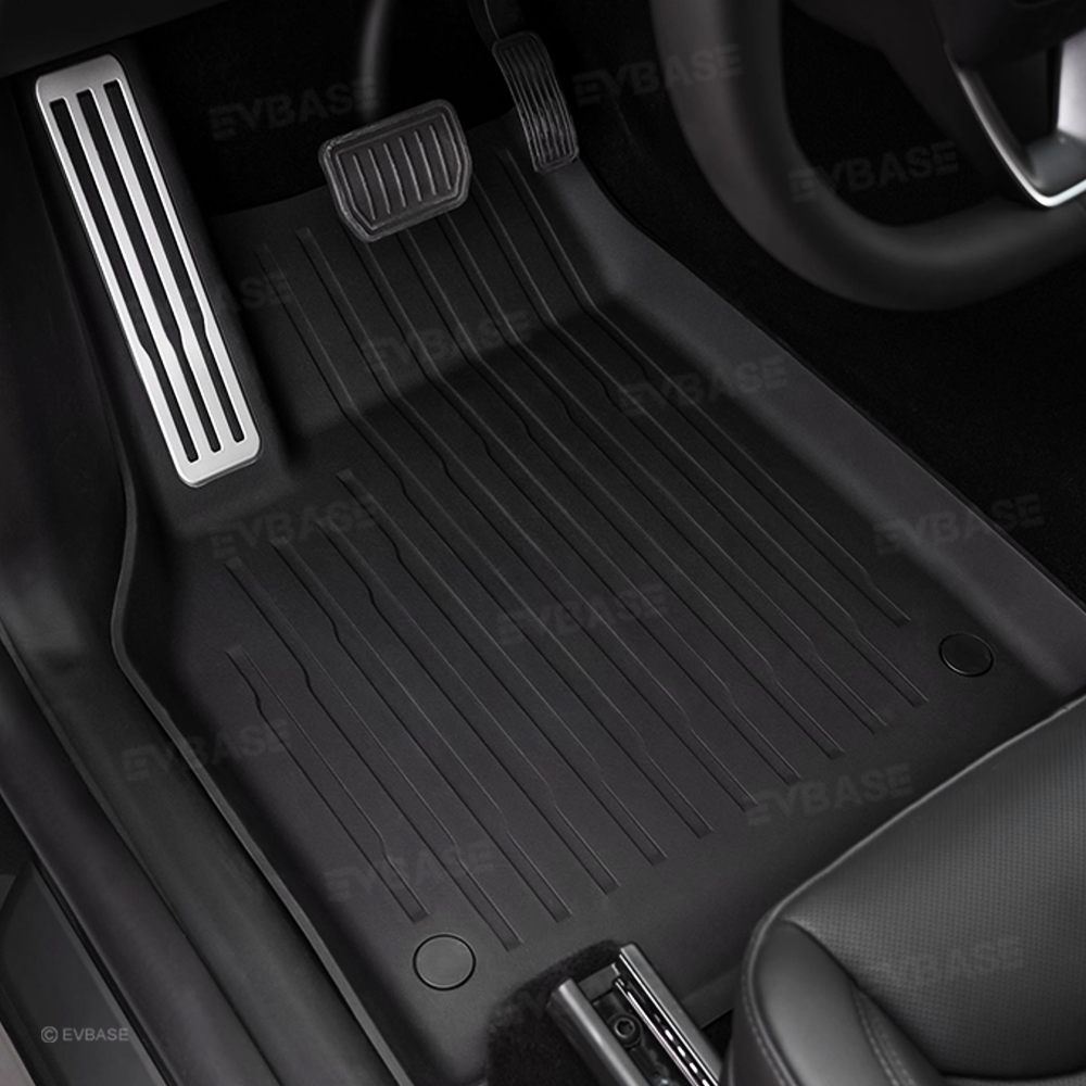 Model Y Juniper Floor Mats All Weather Waterproof Non-Slip TPU Floor Liners with Silver Pedal Accent