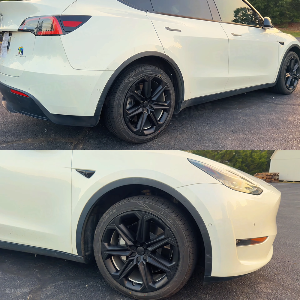 Model Y 19 Inch Wheel Covers Full Wrapped ABS Tesla Hub Caps Matte Black 4PCS