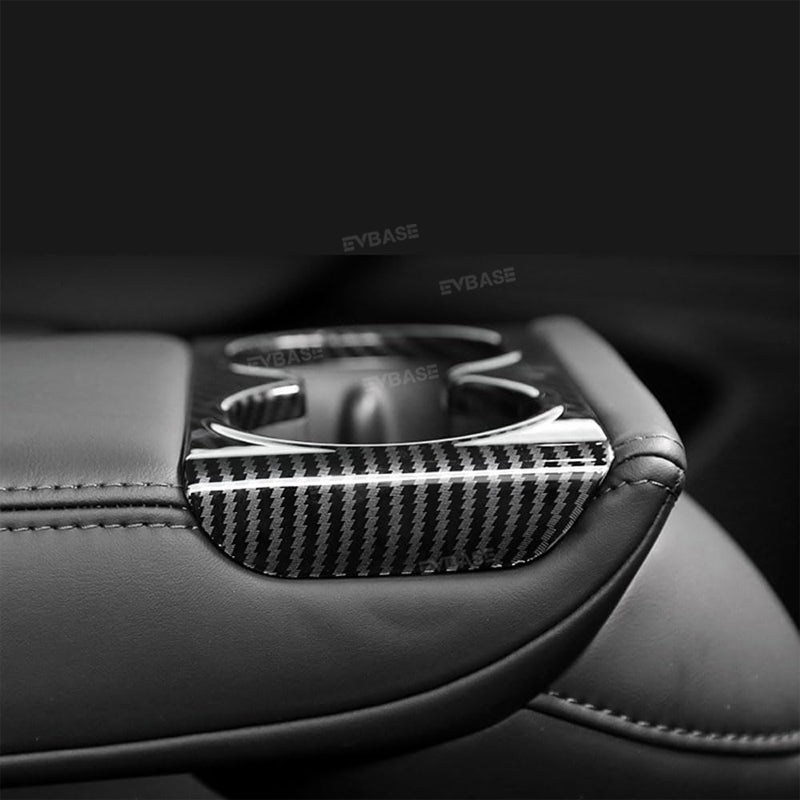 Model Y Juniper Cup Holder Trim Rear Armrest Real Carbon Fiber Cover Center Console Overlay Panel for Tesla