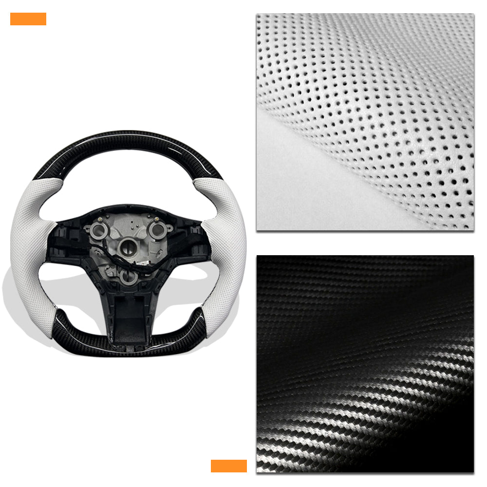 EVBASE Customized Carbon Fiber Steering Wheel for Model 3 Y Tesla Accessories