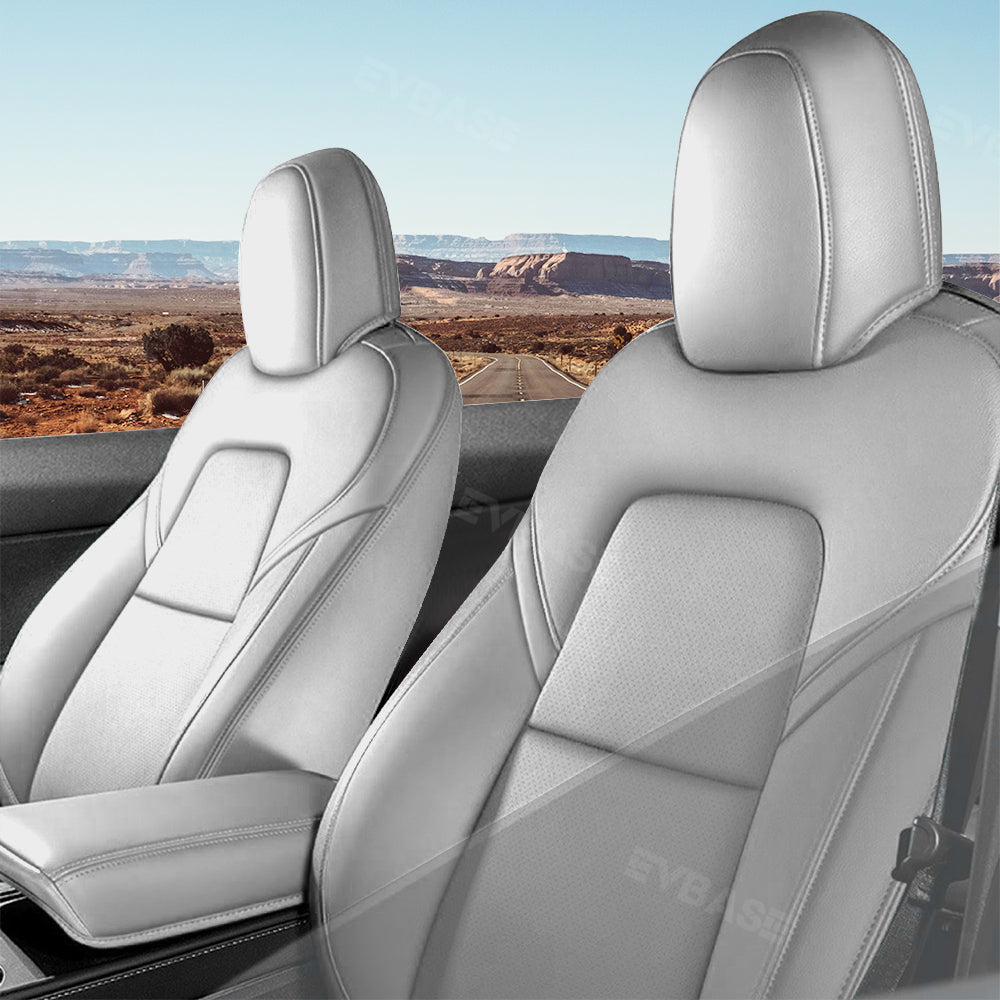 Model Y 3 Custom Seat Covers Cushion Breathable NAPPA Litchi Vegan Leather For Tesla