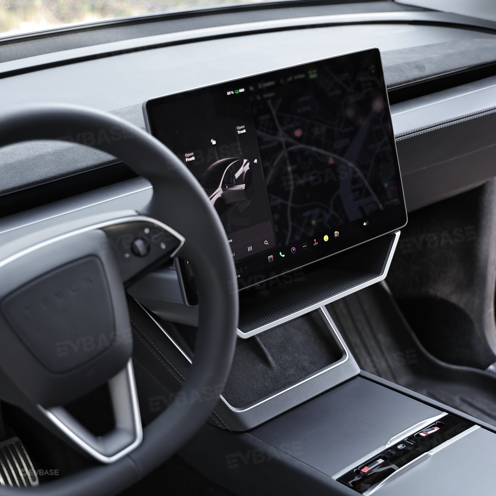 Model Y Juniper/ 3 Highland Under Screen Storage Organizer Cyberpunk Style Center Console Organizer Tray with Anti-Slip Silicone Pad