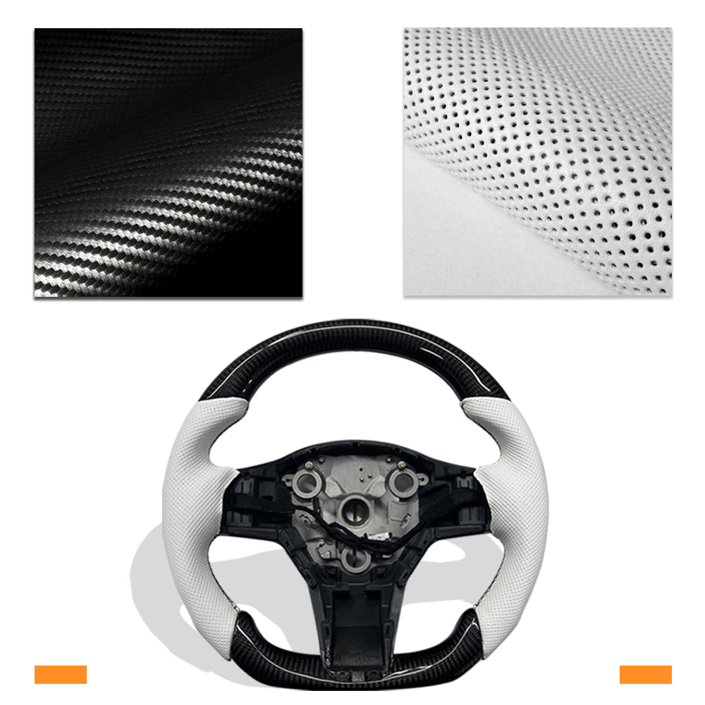 EVBASE Customized Carbon Fiber Steering Wheel for Model 3 Y Tesla Accessories