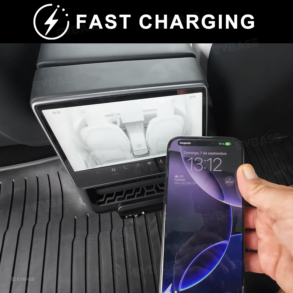 Model Y Juniper Ambient USB Hub & Rear Vent Expansion with Fast-Charge Cables & Strongest Magnet Phone Mount