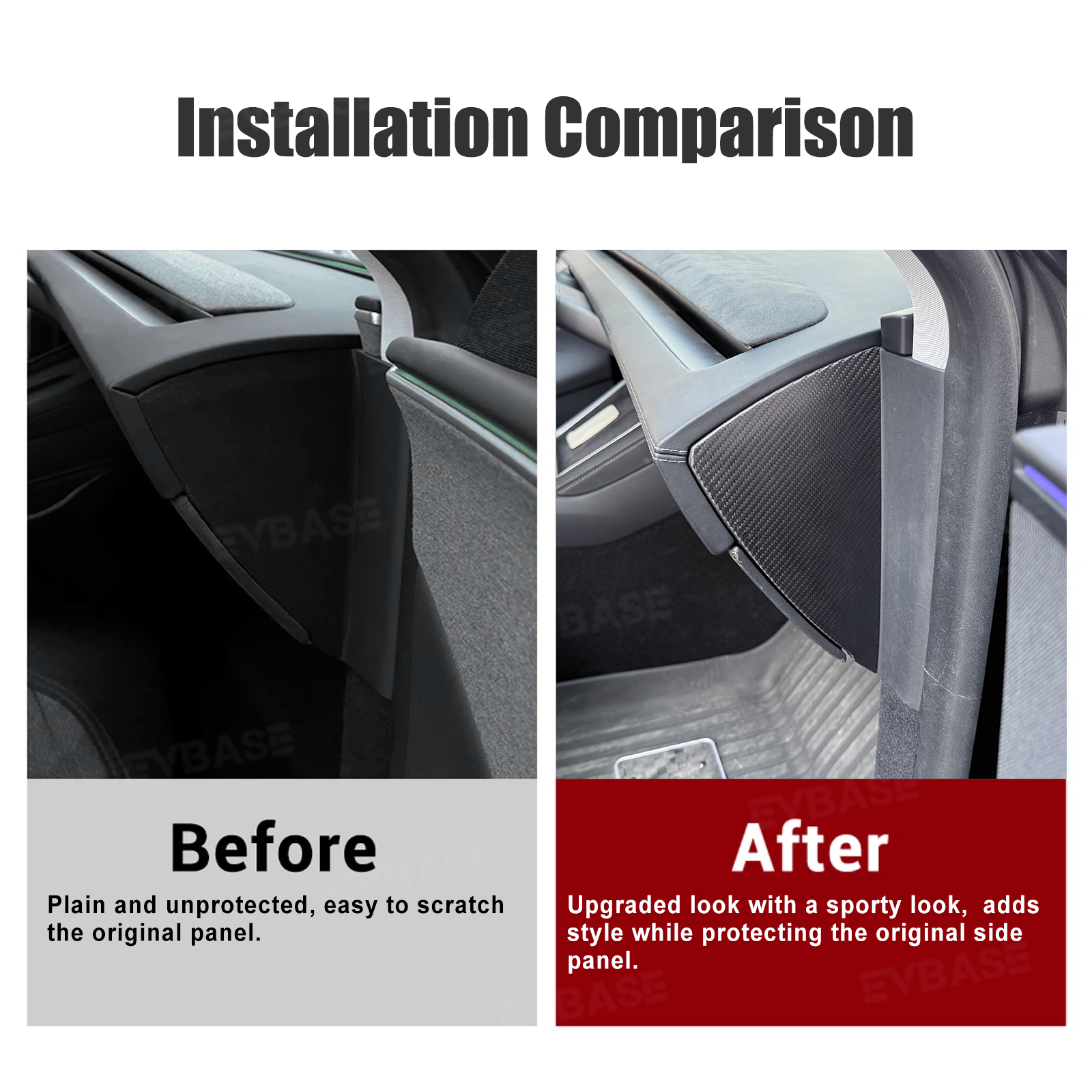 Model Y Juniper Dashboard Side Panel Trim Cover Real Carbon Fiber Front Door Slot Overlay