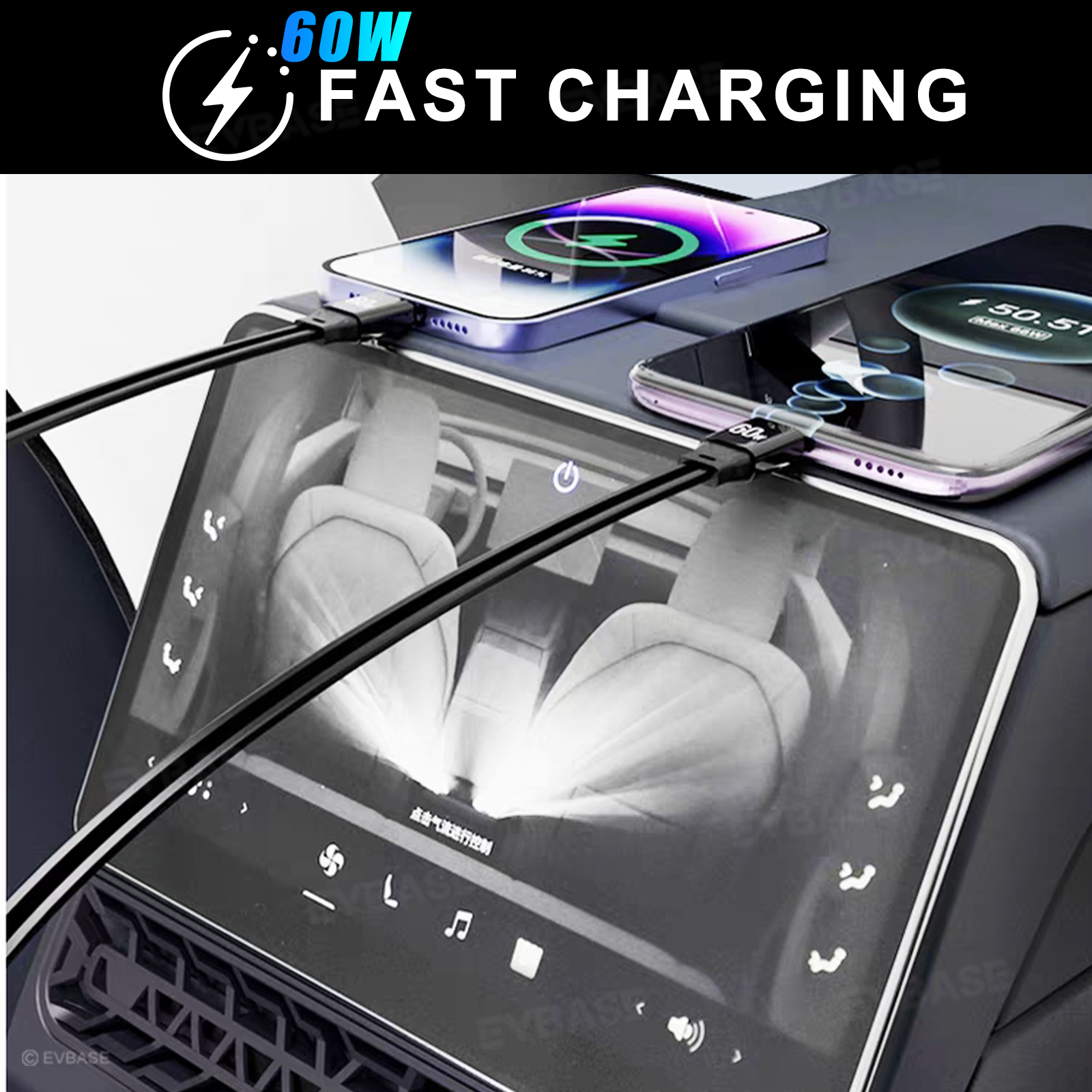 Model Y Juniper/ 3 Highland Rear Vent Expansion Dock 2.0 with Retractable Fast Charging Cables & Aromatherapy & Air Vent Cover for Tesla