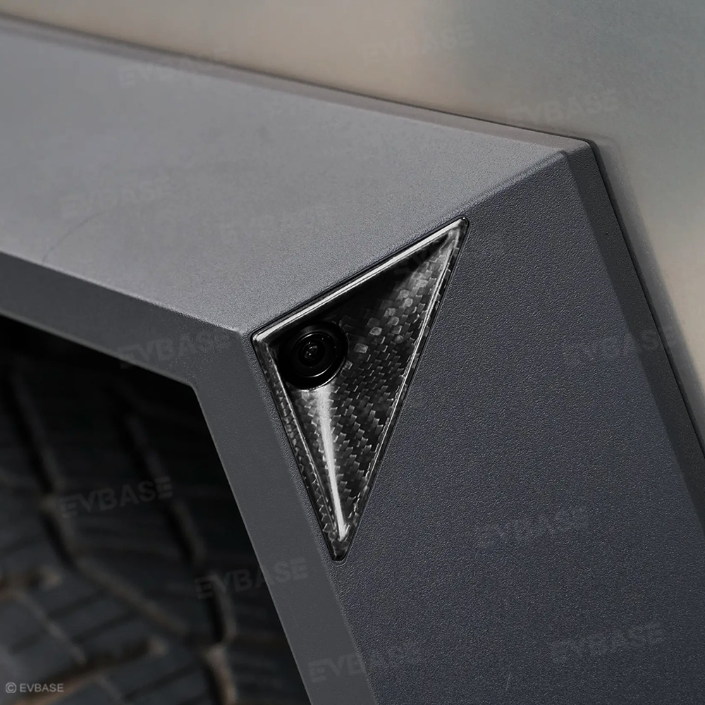 Cybertruck Front Fender Real Carbon Fiber Glossy Camera Applique Overlays