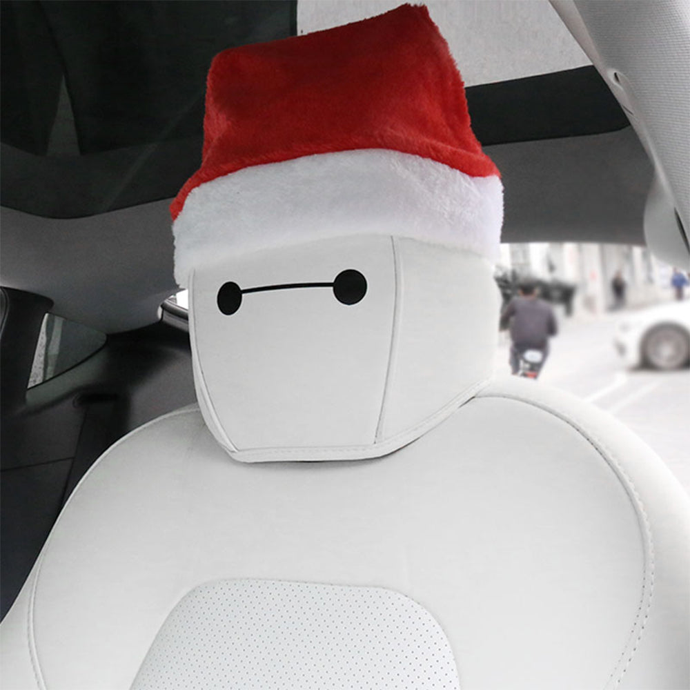 Tesla Seats Christmas Hat Headrest Model 3/Y/X/S Red Christmas Hat for Tesla Seats with 2 Hats