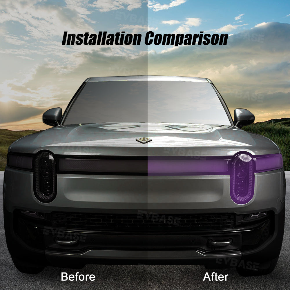 Headlights TPU PPF for R1T Paint Protection Film Purple / Smoke Tint Waterproof Shield Guard Pre-Cut Transparent Film Kit for Rivian