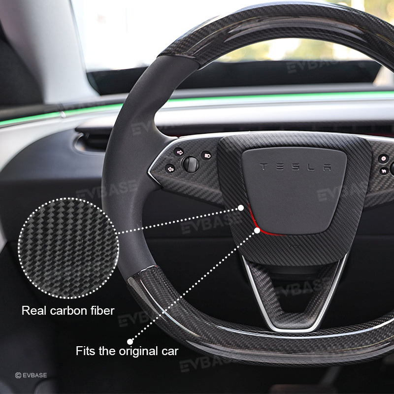 Model 3 Highland Steering Wheel Airbag Carbon Fiber Cover Frame for Tesla Interior Trim