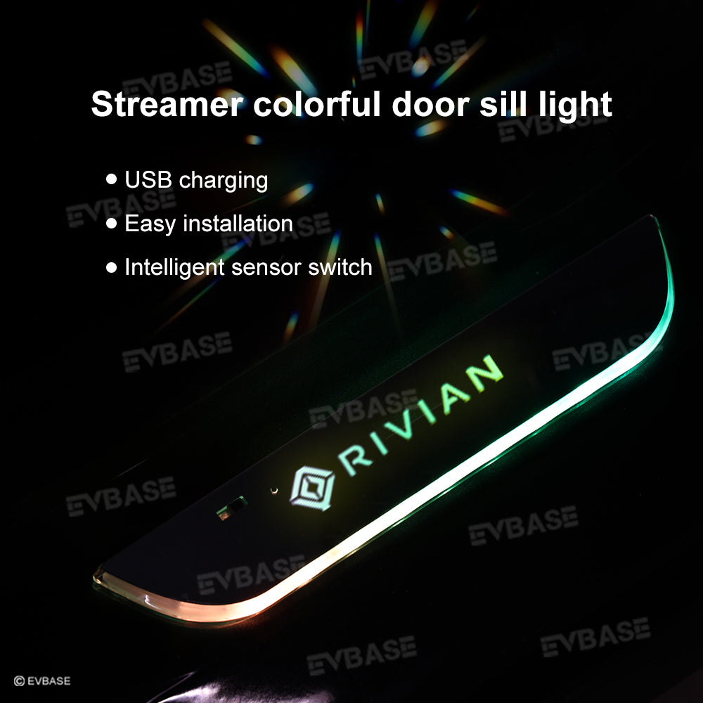 Illuminated Door Sill Covers Protector for R1T R1S LED Light Plates Trim Welcome Pedal for Rivian