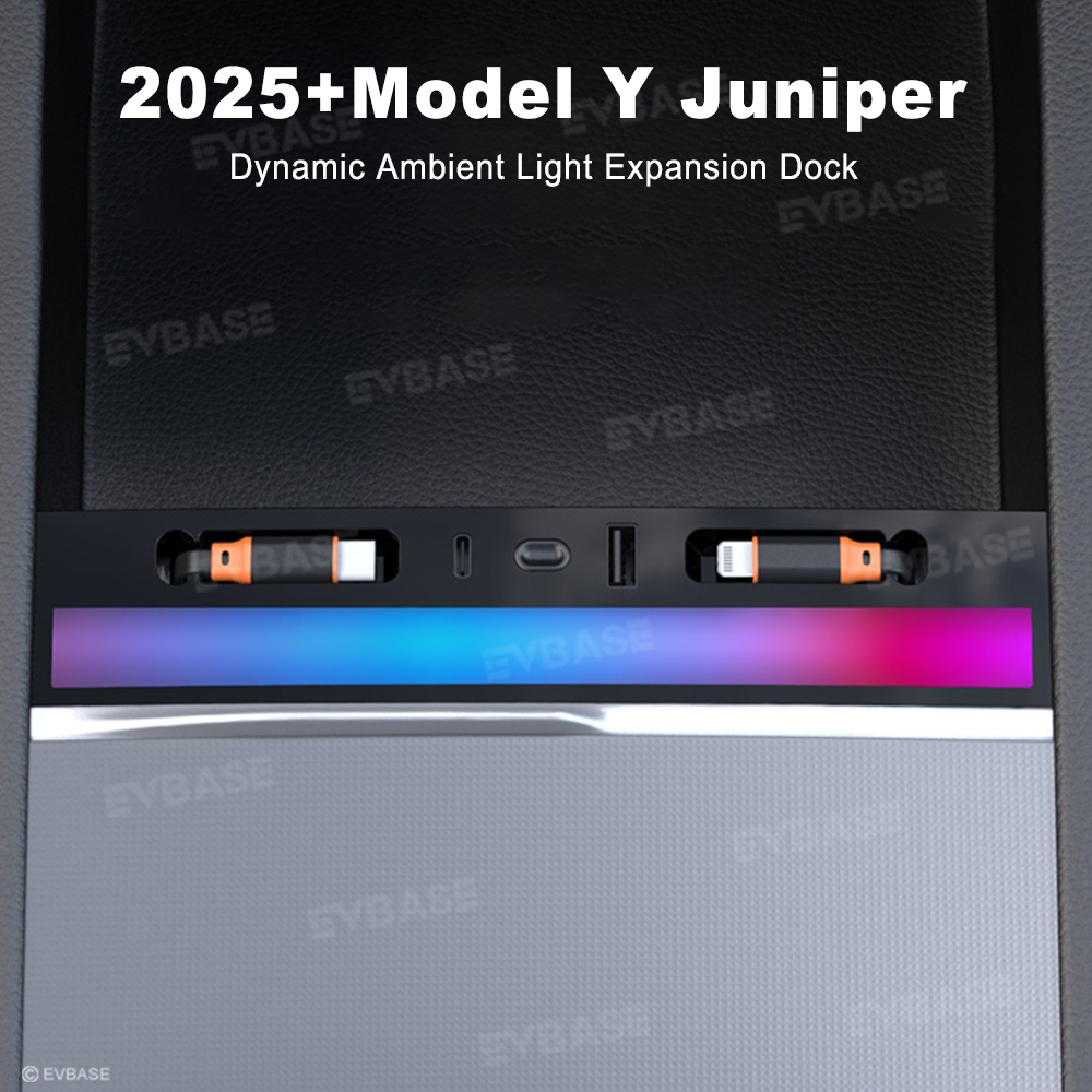 Model Y Juniper Ambient USB Hub & Rear Vent Expansion with Fast-Charge Cables & Strongest Magnet Phone Mount