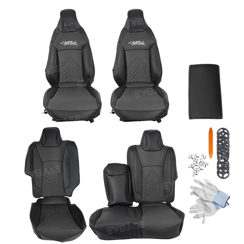 Tesla Cybertruck Custom Seat Covers NAPPA Leather Seat Protector All Set Gen 3.0 With Musk's Rocket Spirit