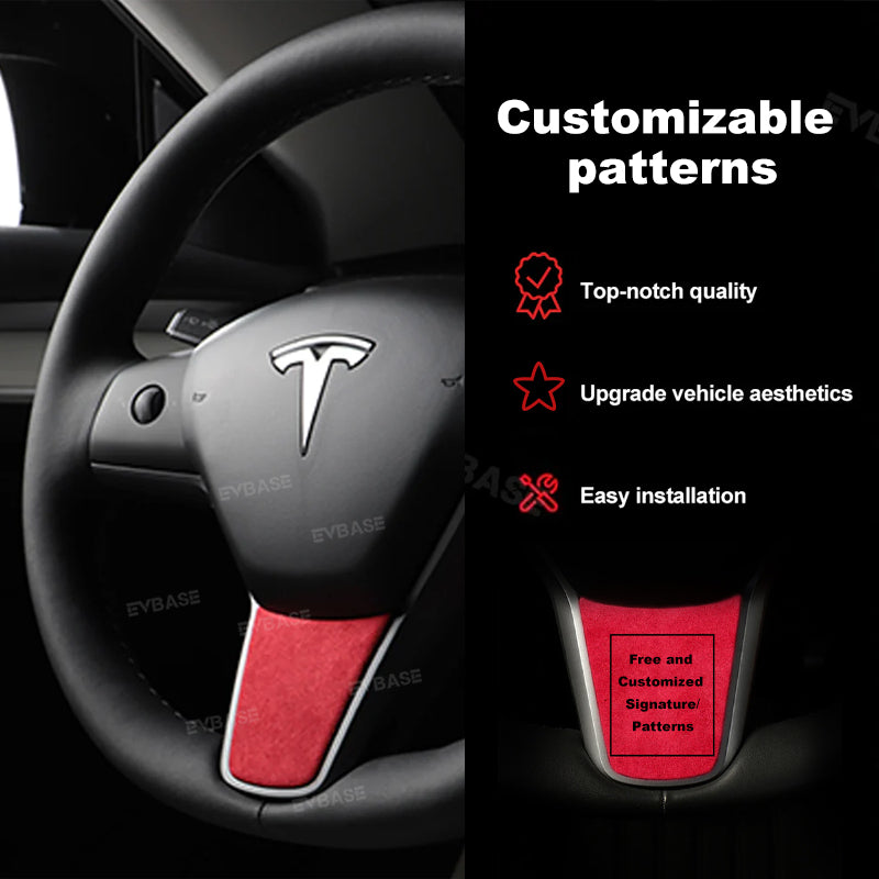 Customized Model 3 Y Steering Wheel Middle frame Cover Alcantara Suede Cover for Tesla