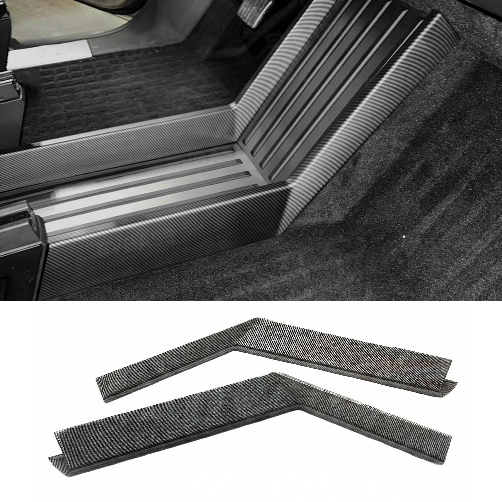 Cybertruck Lower Center Console Side Trim Covers ABS Carbon Fiber Style Protective Overlay