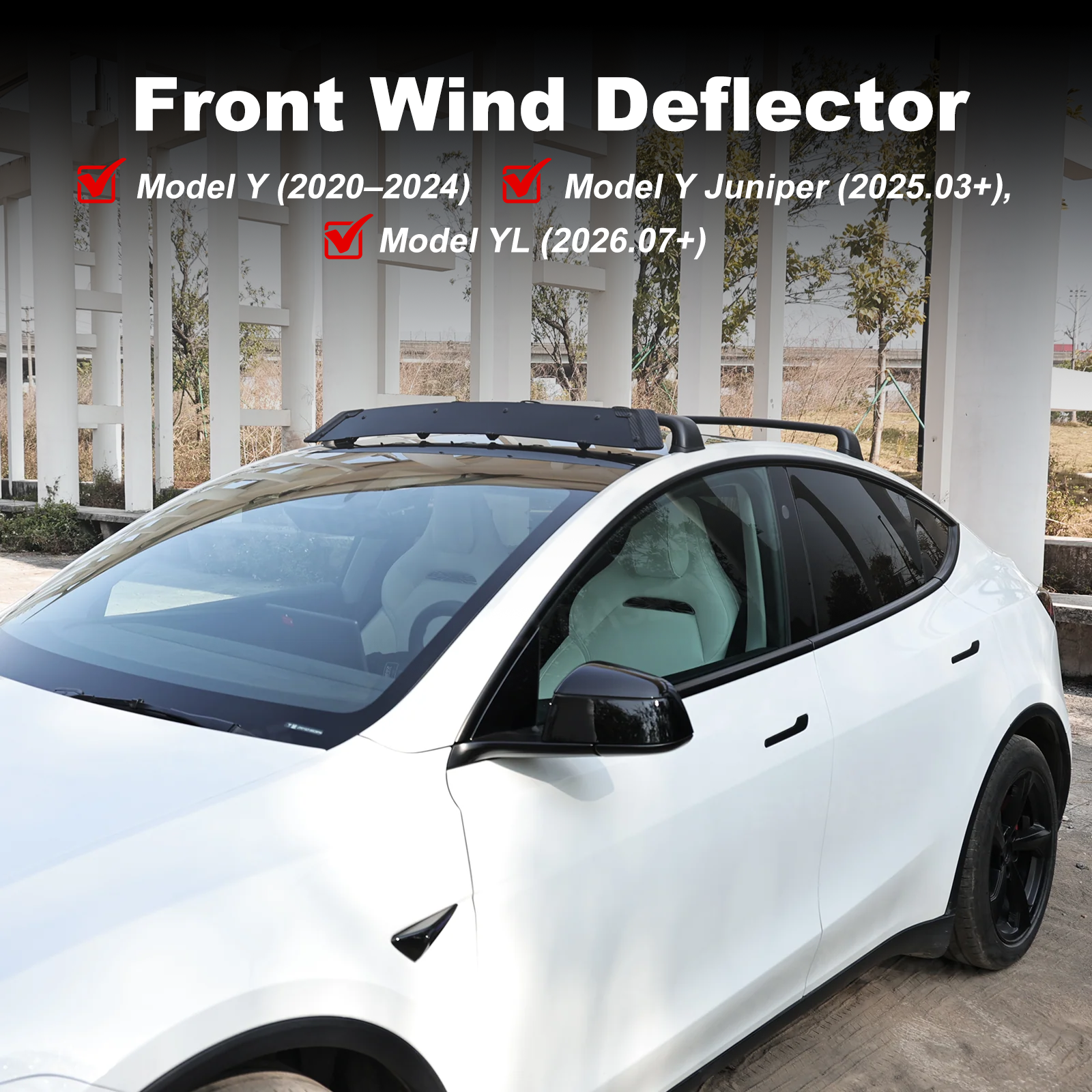Model Y/ Y Juniper/ YL Roof Rack Wind Deflector for Reduced Wind Noise