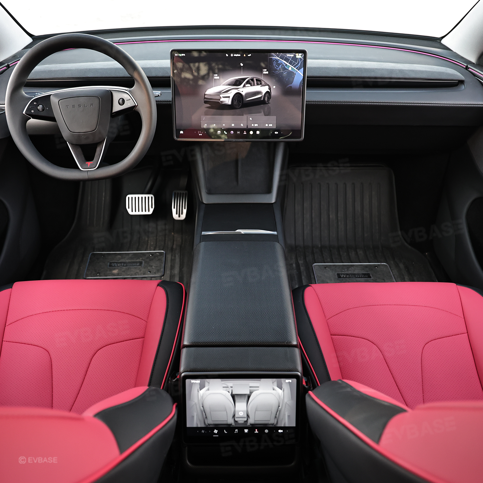 Model Y Juniper Real Carbon Fiber Interior Upgrade Full Kit Protective Overlay "Plain Weave" (Performance Look)