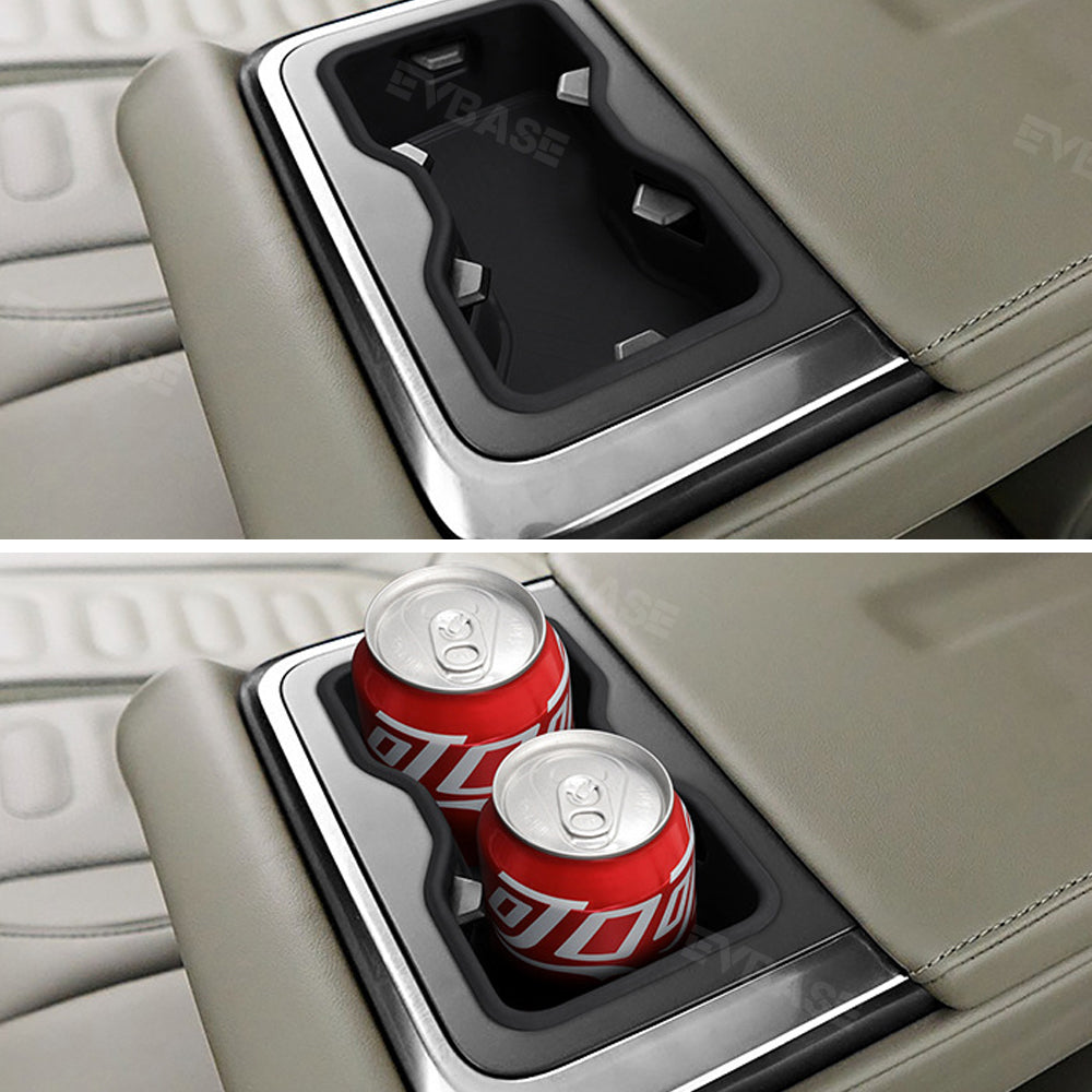 Rear Row Cup Holder for R1S R1T Insert Silicone Back Seat Drink Holder Water Bottle Organizer for Rivian