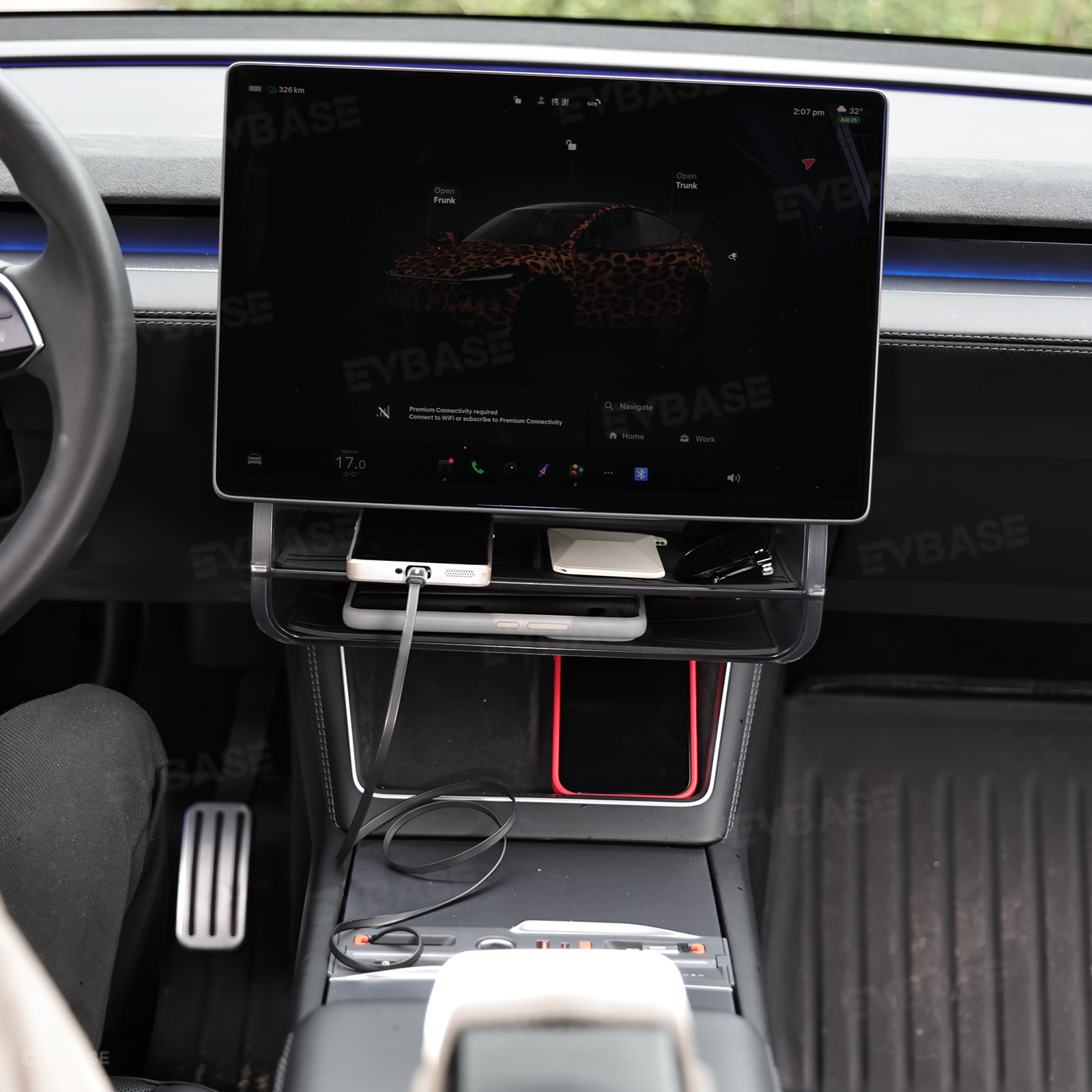 Model Y Juniper/ 3 Highland Under Screen Storage Organizer Dual-Layer Tray with Smart LED Light