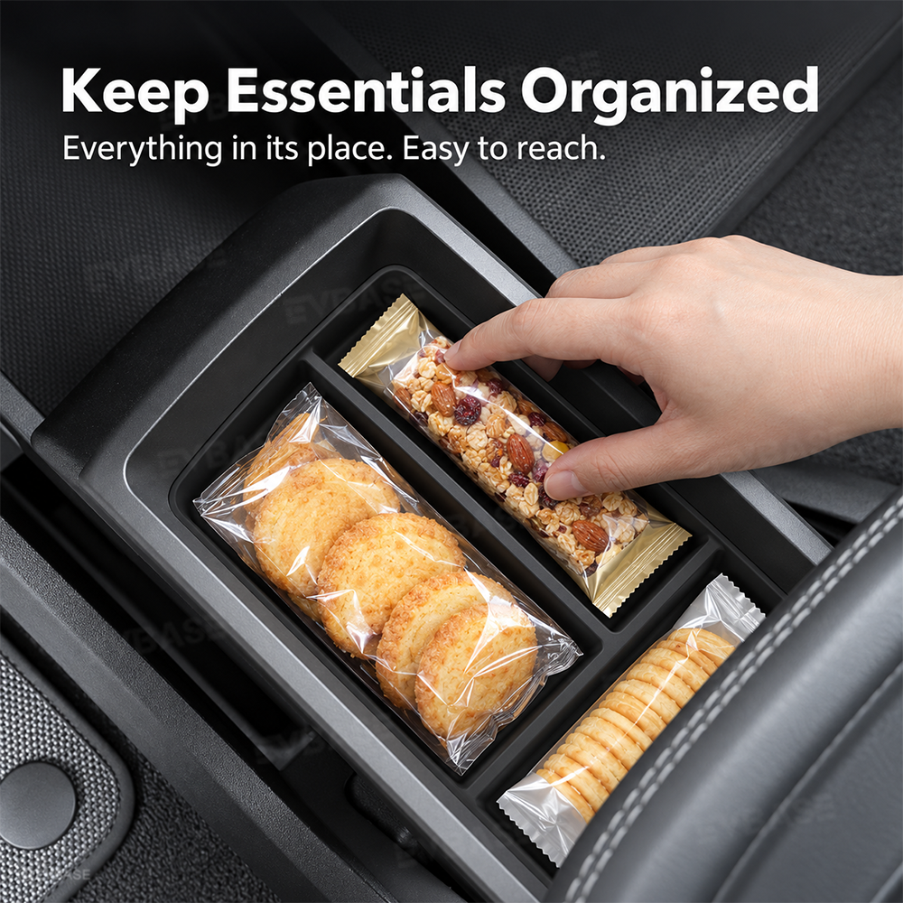 Center Console Drawer Organizer for Rivian R2 Under-Armrest TPE Storage Tray Insert