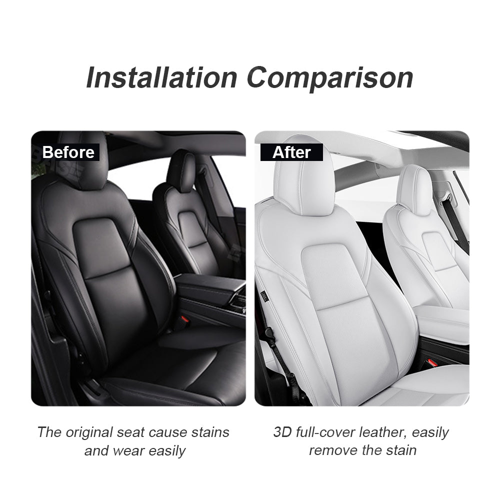 EVBASE Custom Seat Covers NAPPA Leather Seat Protector Interior Accessories For Tesla Model 3