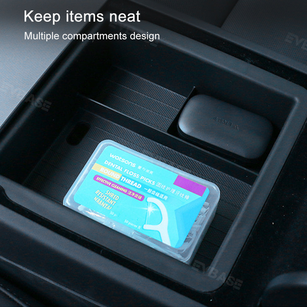 Model 3 Highland Armrest Storage Tray Double Layer Silicone Liner Center Console Organizer Box for Tesla
