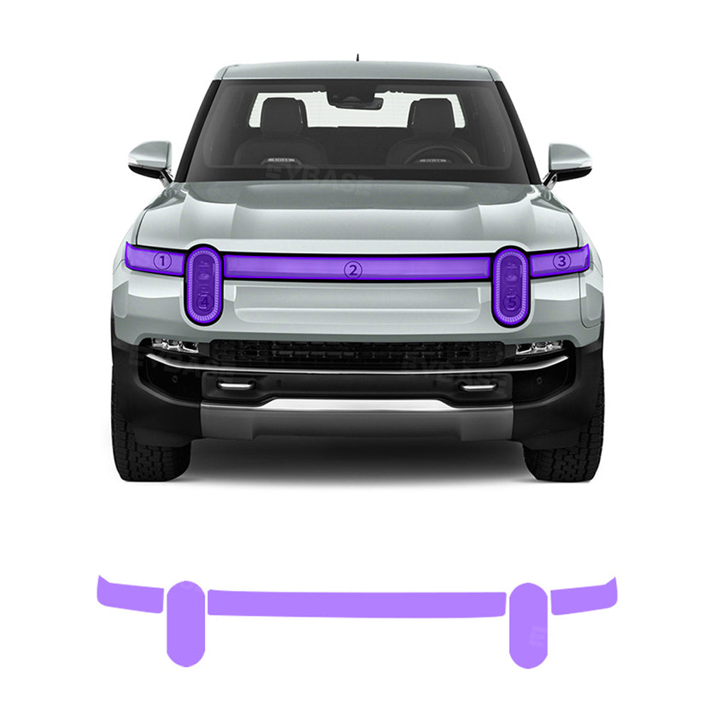 Headlights TPU PPF for R1T Paint Protection Film Purple / Smoke Tint Waterproof Shield Guard Pre-Cut Transparent Film Kit for Rivian