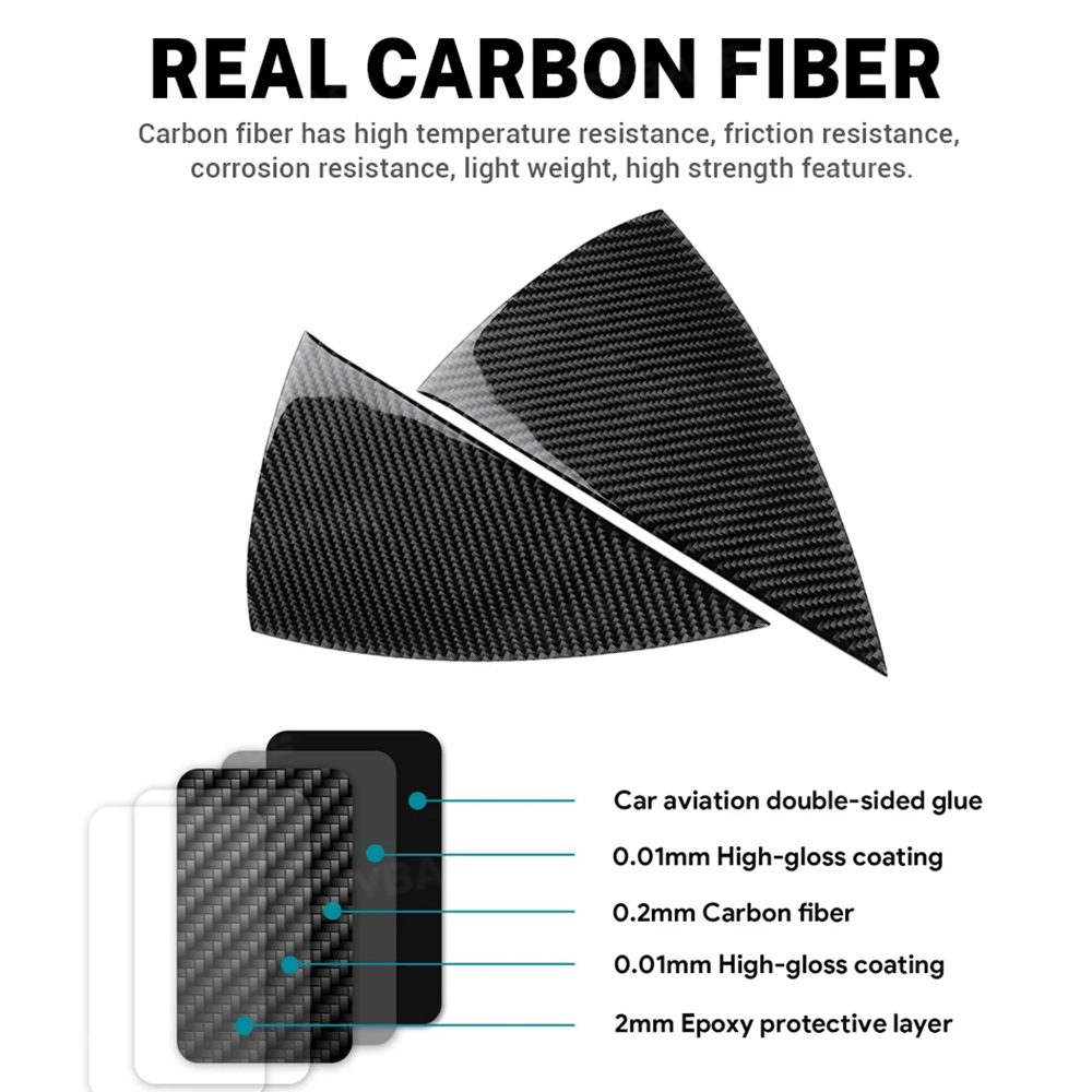 Model Y Juniper Dashboard Side Panel Trim Cover Real Carbon Fiber Front Door Slot Overlay