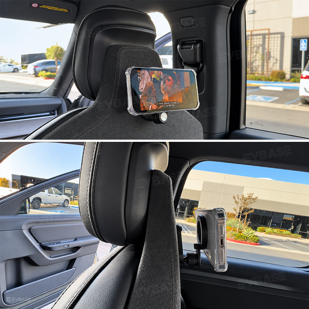 Back Seat Phone & Tablet Mount Anchor for Rivian R1T/ R1S/ R2 Magnetic Ball Mount Holder