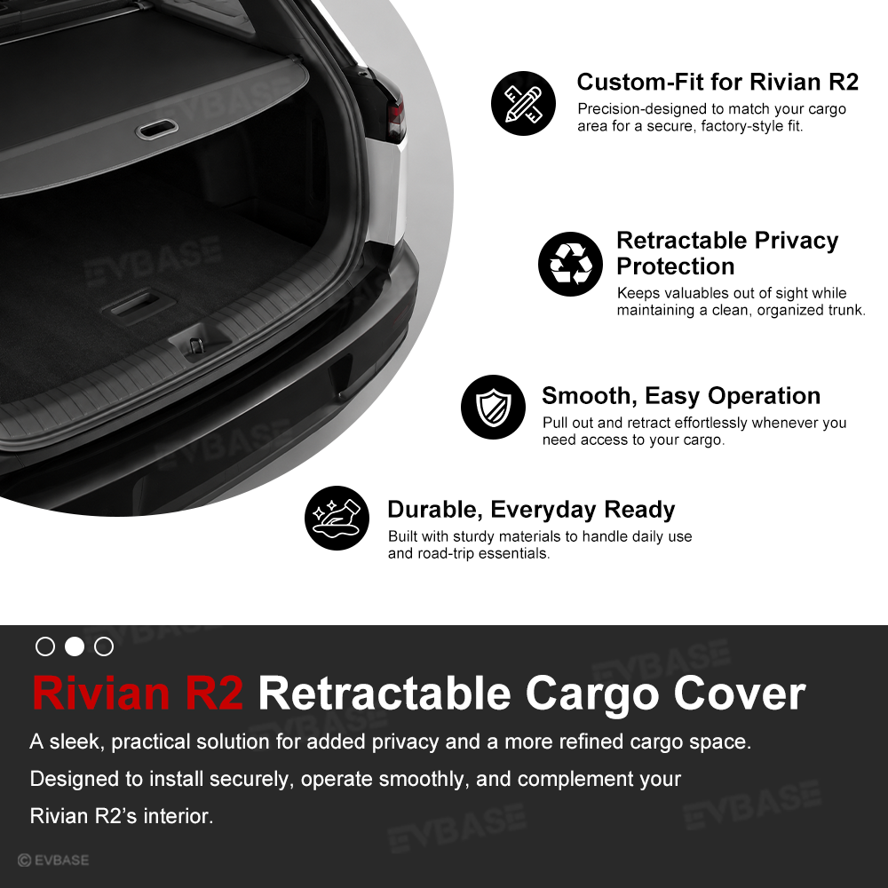 Cargo Cover for Rivian R2 Retractable Rear Trunk Cargo Shield Privacy Cover Security Shade