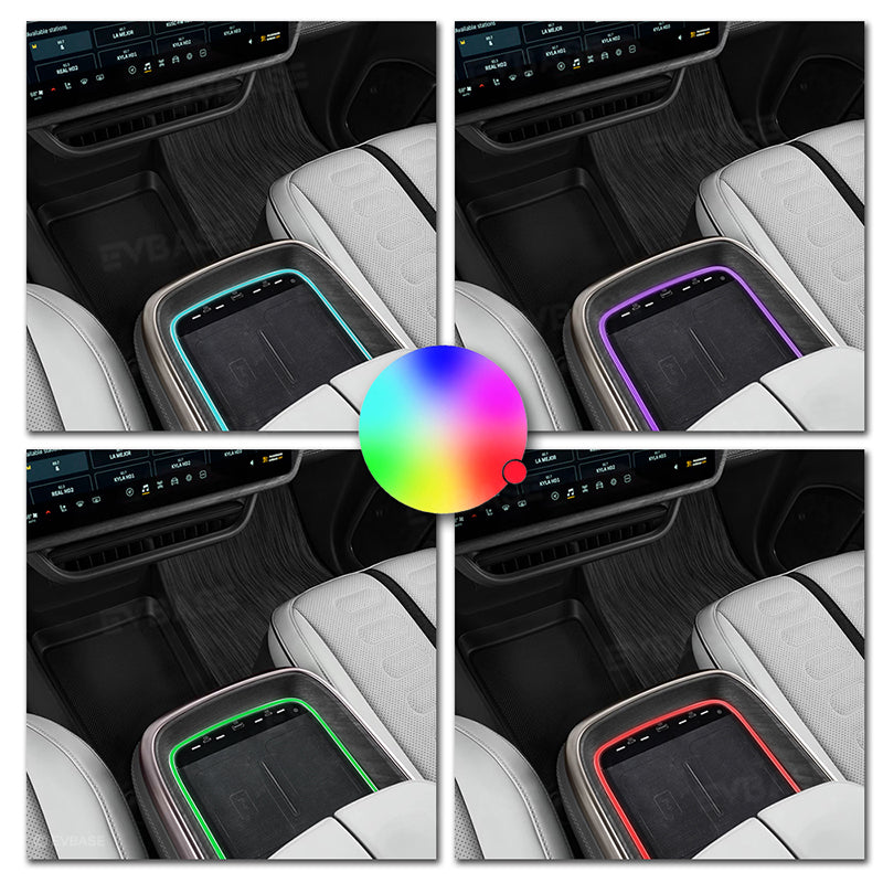 Wireless Charger for Rivian R1S R1T Center Console Armrest Dual Phone Charging Station With Ambient Light