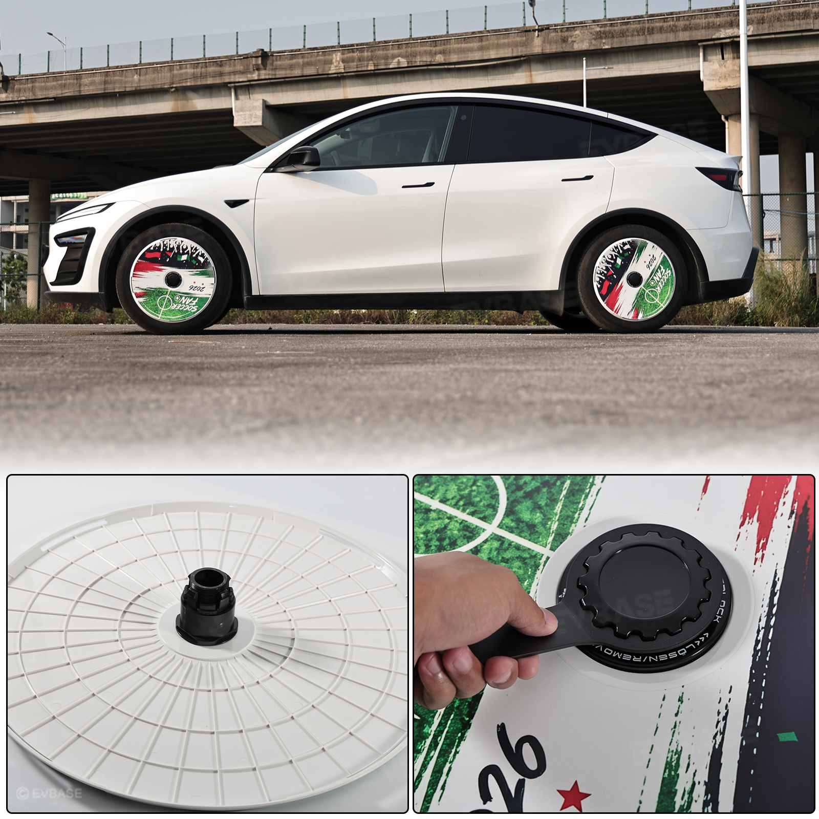 Model Y Juniper Aero Wheel Covers International Soccer Style Hubcaps for Tesla 18/19/20/21 Inch Wheels
