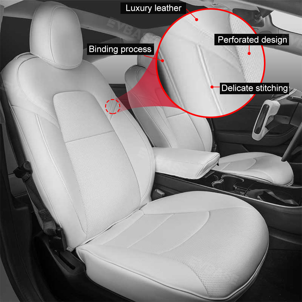 Model Y 3 Custom Seat Covers Cushion Breathable NAPPA Litchi Vegan Leather For Tesla