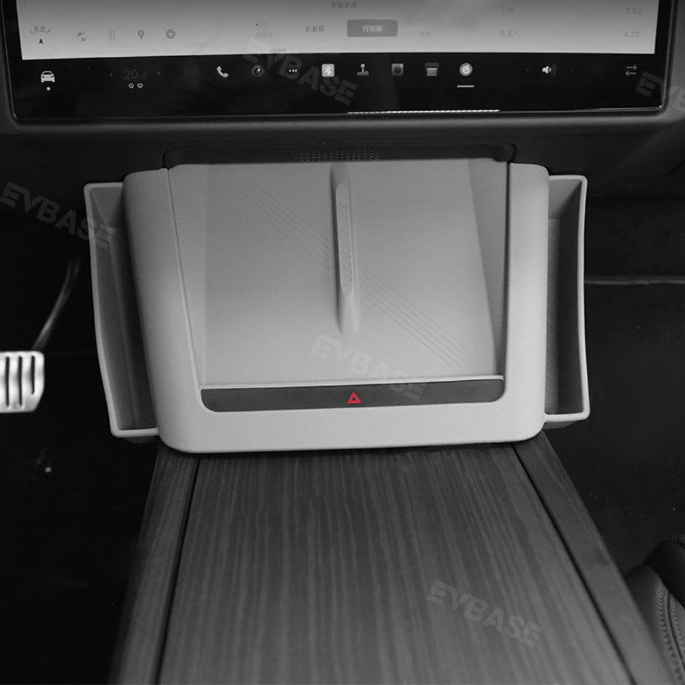 EVBASE Model S/X Wireless Charging Mat With Storage Box Center Console Organizer Silicone Side Tray for Tesla